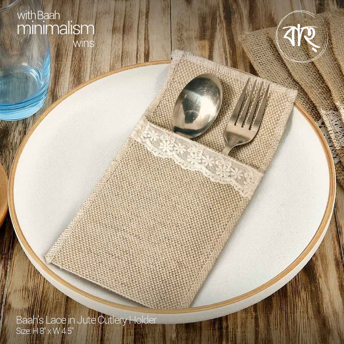 Baah's Lace in Jute Cutlery Holder
